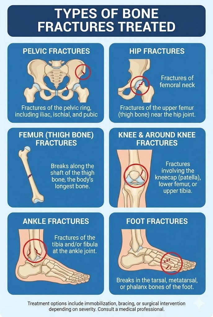 It Represents Types Of Bone Fractures Treated At Our Centre.